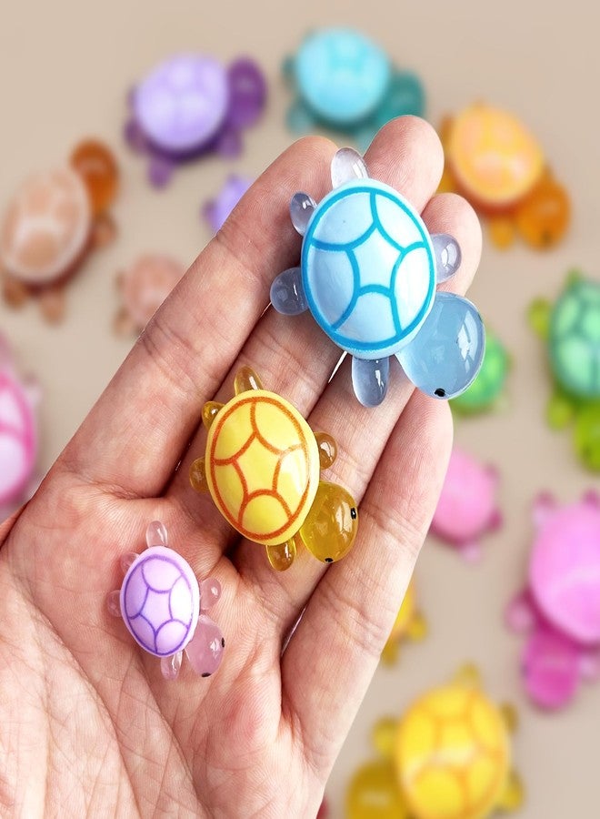 cntjv 30 Pcs Mixed Mini Resin Turtles Figurines to Hide Glow in The Dark Plastic Sea Turtle Toys Bulk Tiny Ocean Animals Figures for Miniature Dollhouse Accessories Garden Decor Small Medium Large 10 Colors - Image 3
